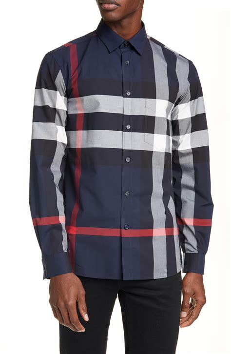 blue burberry button down mens shirt|Burberry button up men's cheap.